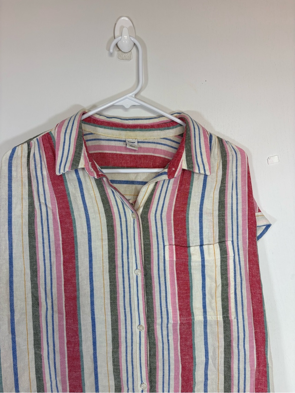 Old Navy Women'S Linen-Blend Striped Shirt Dress in‎ Multicolor Stripe Size L - Picture 4 of 8